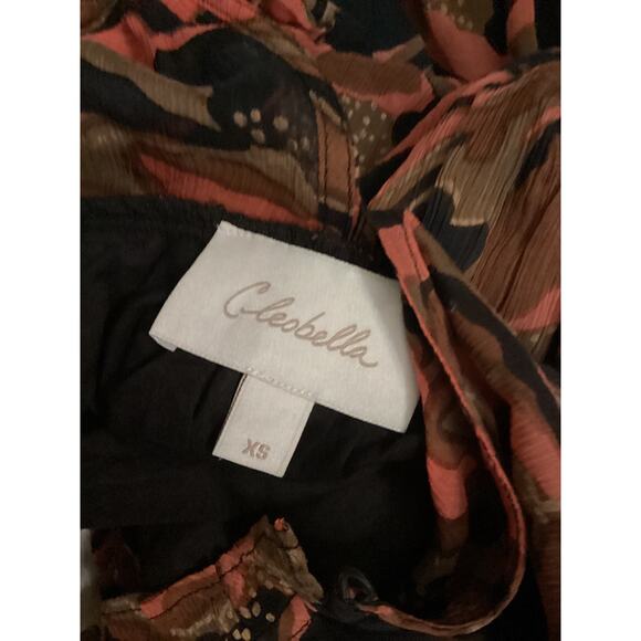 Cleobella Paige Chiffon Abstract Printed Ruffle Midi Dress in Canyon Size xs - Picture 10 of 10